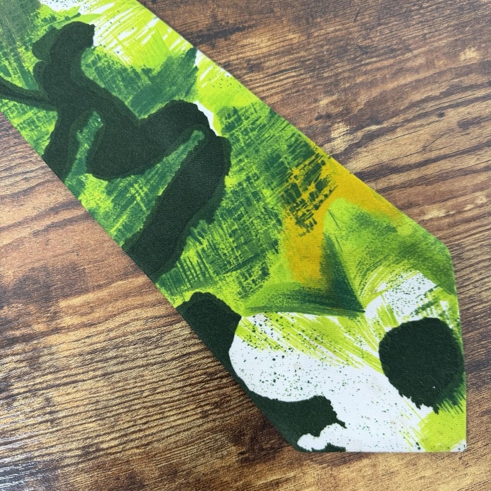 Vintage 70s Wide Tie Green Bold Hawaiian Tropical Towncraft Penneys Polyester